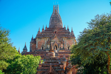 Buddhist Pagoda Under Reconstruction in Bagan, Myanmar (Burma)