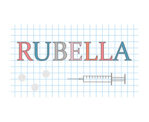 rubella word on checkered paper sheet- vector illustration
