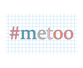 metoo hashtag on checkered paper sheet- vector illustration