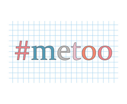 metoo hashtag on checkered paper sheet- vector illustration