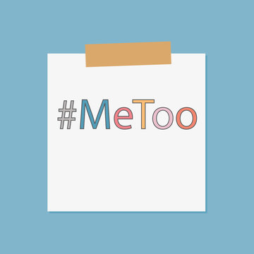 metoo hashtag written in notebook paper- vector illustration