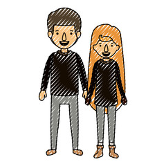 couple with winter clothes characters