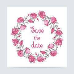 Set of wedding template decorate with flowers. Tulips. Vector illustration. Save the date cards.
