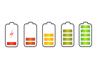 Discharged and fully charged battery of smartphone. Smartphone with battery charge level indicators isolated on background. Vector illustration