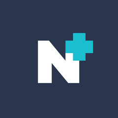 Letter N cross plus medical logo icon design template elements