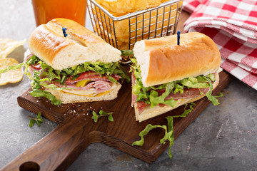 Italian sub sandwich with chips