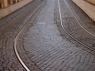 binari tram in centro storico