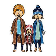 parents and son with winter clothes