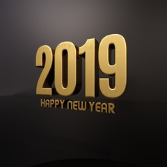 Gold Happy New Year 2019 Text 