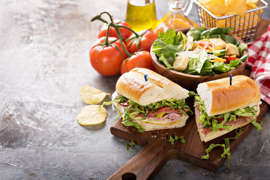 Italian sub sandwich with chips