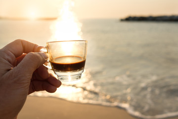 coffee morning espresso on the beach