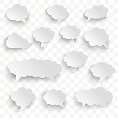 Speech Bubbles Clouds Set Transparent
