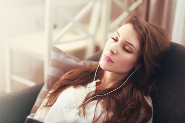 woman listening some music