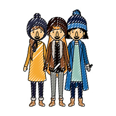 group of women with winter clothes