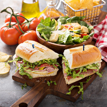 Italian sub sandwich with chips
