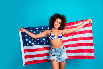 I love the USA! Pretty charming smiling attractive african with