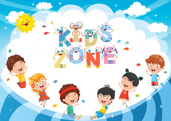 Vector Illustration Of Kids Zone Background Design