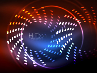 Glowing neon dotted shape abstract background, technology shiny concept design, magic space geometric background