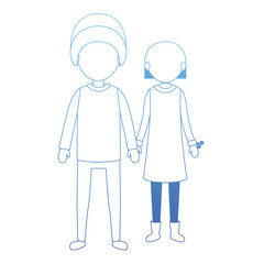 couple with winter clothes characters