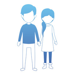 couple with winter clothes characters