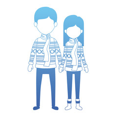 couple with winter clothes characters