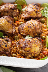 Arroz con Pollo, seared chicken with spanish rice