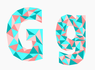 Letter G,low poly alphabet,geometric style.Abstract vector.