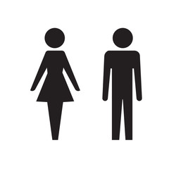 Vector man and woman icons, toilet sign, restroom icon, minimal style, pictogram  - 199462054