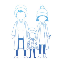 parents and son with winter clothes