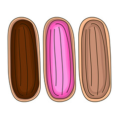 custard cake biscuits icons set.