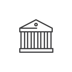 Bank building outline icon. linear style sign for mobile concept and web design. simple line vector icon. Symbol, logo illustration. Pixel perfect vector graphics