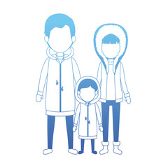 parents and son with winter clothes