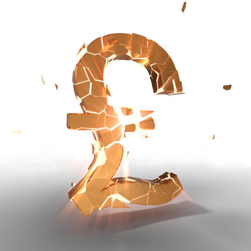 British pund icon of gold exploiting, 3d rendering