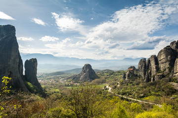Fototapeta na wymiar Meteora landscape, a unique rock formation in central Greece