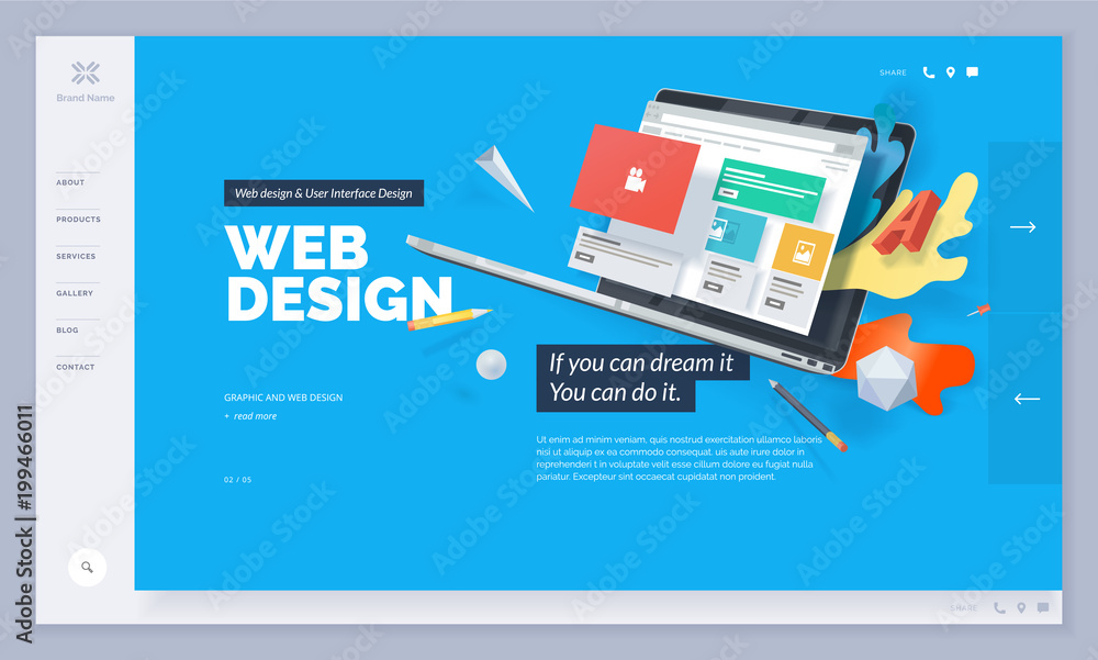 Fototapete website design. vector illustration template for website and mobile website design and development. 