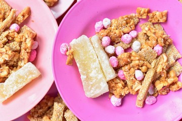 Traditional Chinese-Style Peanuts and Sesame Candy Bars During Chinese New Year Festival