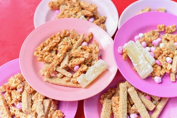 Traditional Chinese Snacks Consisting of Peanuts and Sesame Candy Bars During Chinese New Year Festival