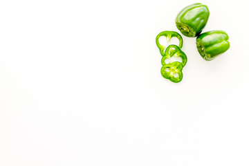 Sweet pepper. Vegetables for greeny organic smoothy for sport diet on white background top view mockup