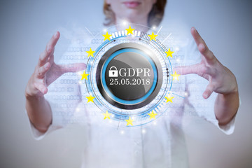 Woman Hands GDPR Button