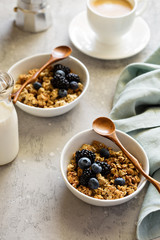 Granola with fresh berries for breakfast