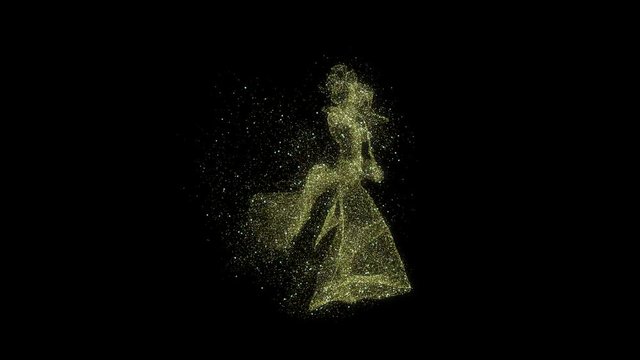 Fairy of sparkles dances. Seamless loop with alpha matte.