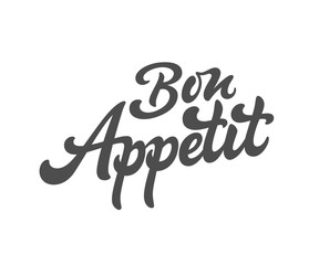 Bon Appetit vector text logo. Handmade lettering in freehand style. Fast food, cafe, restaurant logotype.