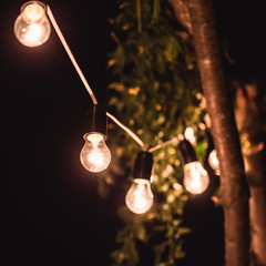 A garland of light bulbs in the decoration of the night ceremony