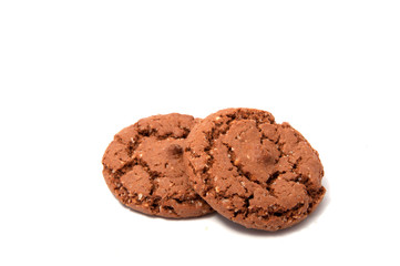 Chocolate cookies isolated on the white