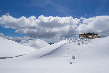 Rieti (Italy) - The summit of Monte Terminillo with snow. 2216 meters, Terminillo Mount is named...