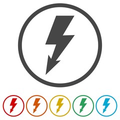 Lightning bolt icon, 6 Colors Included