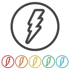 Lightning bolt icon, 6 Colors Included