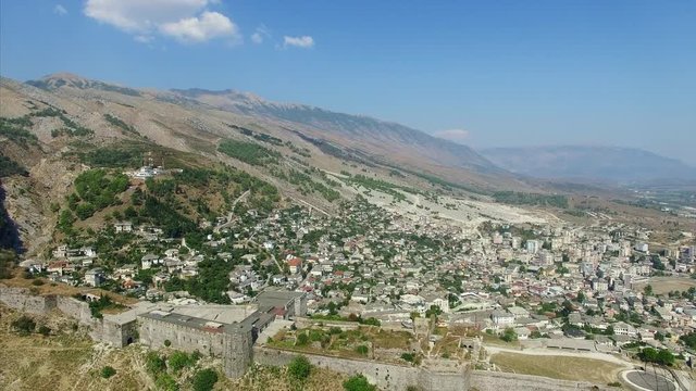 Castle with city in background in Albania