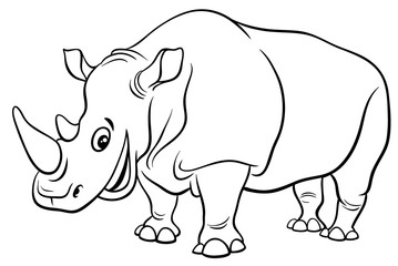 funny rhinoceros character coloring page