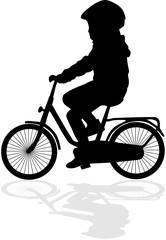Naklejka na ściany i meble Silhouette of a child on a bike.